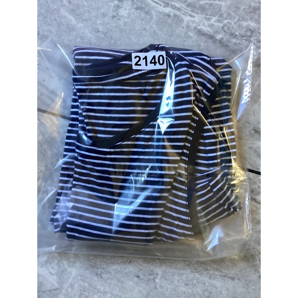 Pact Organic Cotton Striped Tank Top Navy Blue White XXL Sleeveless Crew Neck - Picture 6 of 6